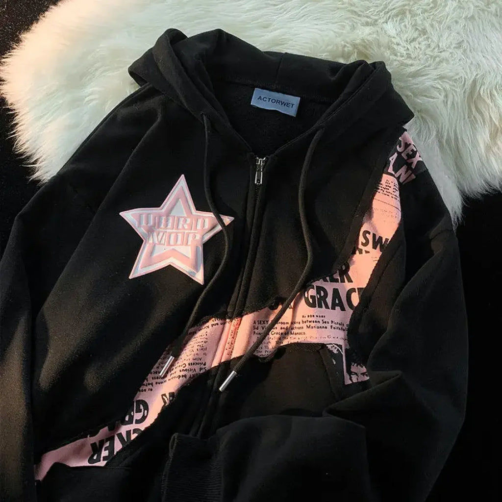 Y2K Vintage Zip-Up Hoodie